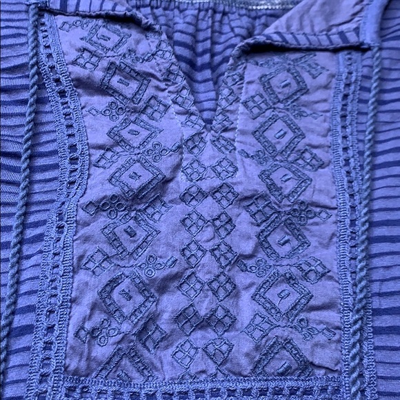 😁 Lucky Brand Blue Striped Blouse Long Sleeve - Picture 4 of 4